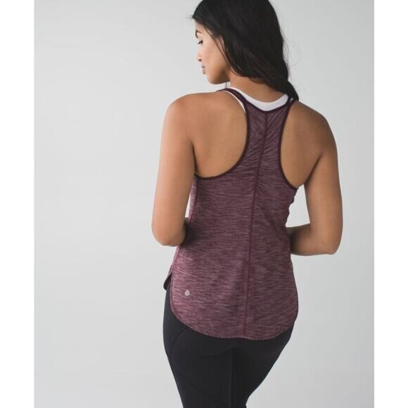 LULULEMON What The Sport Singlet II Sz 8 Heathered Bordeaux Drama - Picture 2 of 7